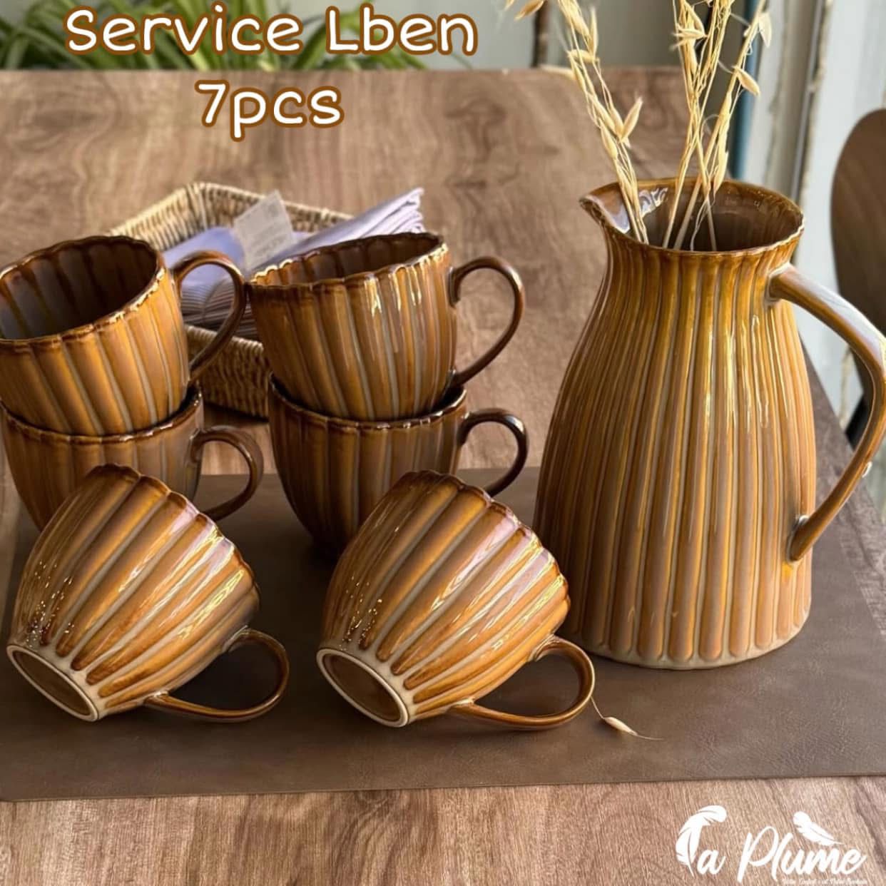 Service à thé en céramique striée – La Plume