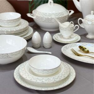 Service de Table en Porcelaine Luxe 64 Pièces