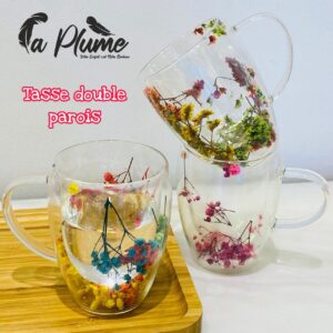 Tasses en verre floral