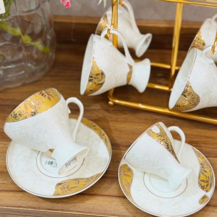 Ensemble de tasses élégantes dorées – La Plume