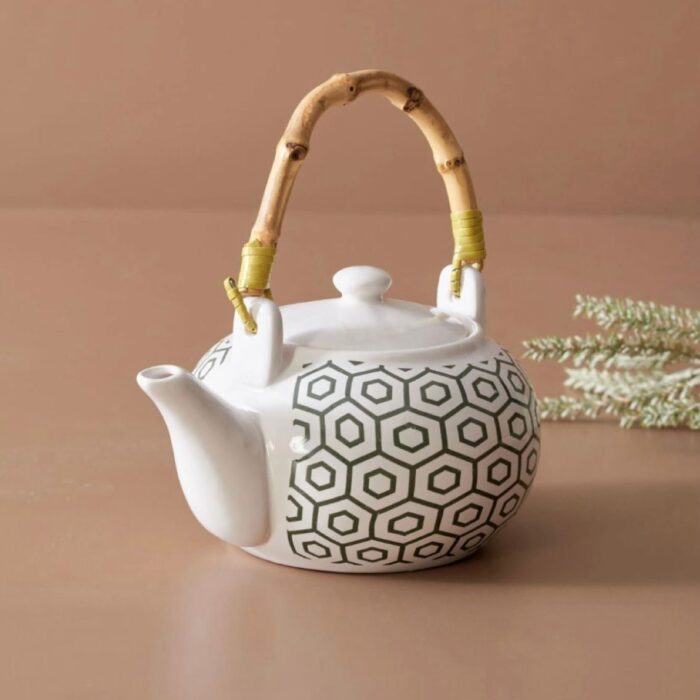 Théière blanche motifs géométriques – La Plume