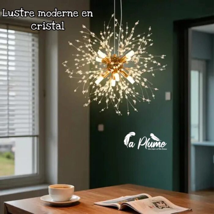 Lustre cristal contemporain élégant – La Plume