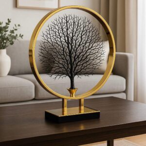 Sculpture Arbre Dorée Moderne – La Plume