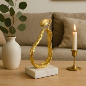 Sculpture Abstraite Dorée Moderne – La Plume