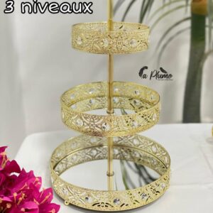 Présentoir doré trois niveaux – La Plume