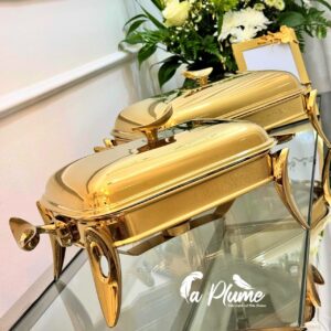 Plat de service en inox et verre