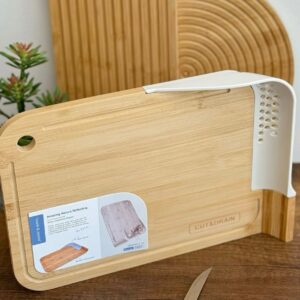 Planche à découper en bambou avec égouttoir intégré