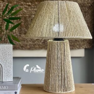 Lampe de table en rotin tressé – Style bohème naturel