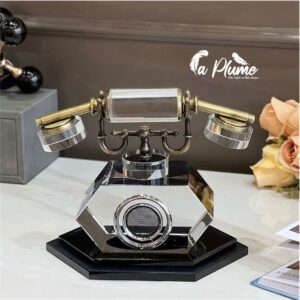 Téléphone décoratif en cristal et métal vintage
