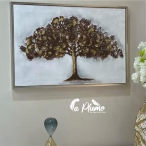 Tableau décoratif arbre doré en relief 60x90 cm – Style moderne et élégant