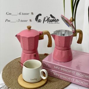 Cafetière moka italienne en aluminium avec poignée en bois