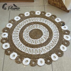 Tapis rond fait main en jute et corde – Style bohème