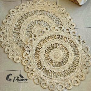 Tapis rond en jute fait main – Style bohème