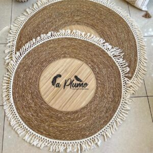 Tapis rond en fibres naturelles avec franges – Style bohème