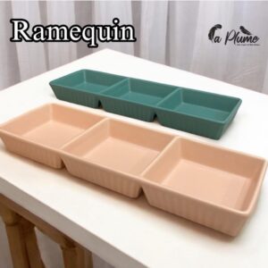 Ramequin rectangulaire à 3 compartiments en céramique