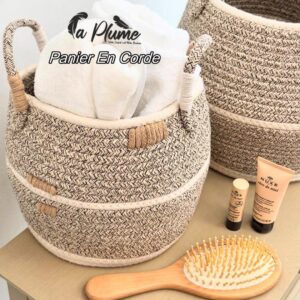 Panier de rangement en corde avec doublure en tissu