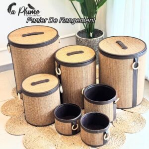 Ensemble de paniers de rangement en fibres naturelles