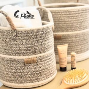 Panier de rangement en corde avec doublure en tissu