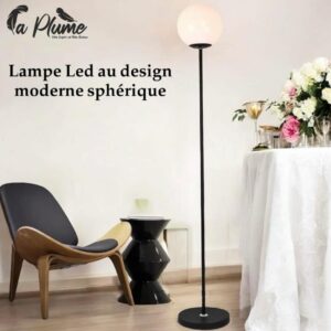 Lampadaire LED sphérique noir