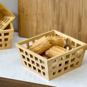 Panier à pain en bambou carré