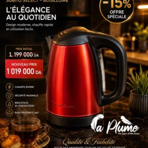 Bouilloire électrique 1,7 L – 2400 W en inox avec filtre anticalcaire