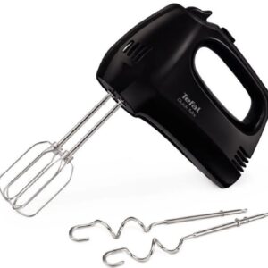Batteur à main Tefal Quick Mix – 300W, 5 vitesses + Turbo, fouets et crochets à pâte en acier inoxydable