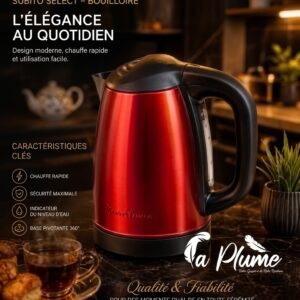 Bouilloire électrique 1,7 L – 2400 W en inox avec filtre anticalcaire