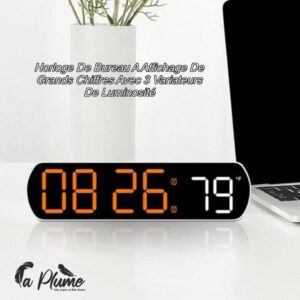 Horloge de Bureau à Affichage sur Grands Chiffres avec 3 Variateurs de Luminosité