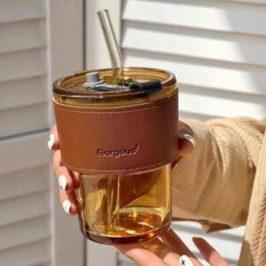 Chope en Verre Ambré avec Manchon de Protection