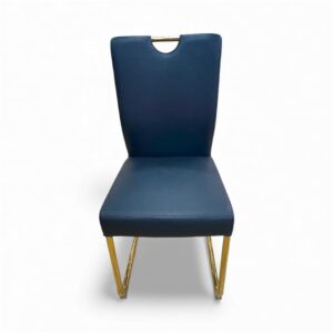 Chaise de Salle à Manger Haute (Bleu Marine et Or)