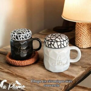 Mug Design Géométrique avec Couvercle Mosaïque