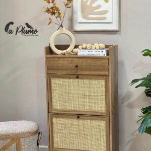 Porte Chaussures en Bois et Cannage(110cm*60*24)