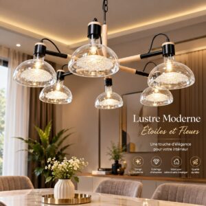 Lustre Moderne 'Étoiles et Fleurs'