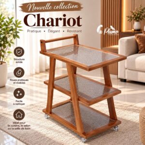 Chariot de Service : L'Élégance du Bois et du Verre