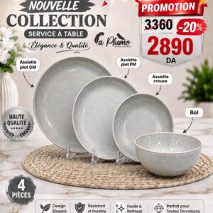 Service de Table par pièce en  Céramique Gris Moucheté pack de 4 pièce