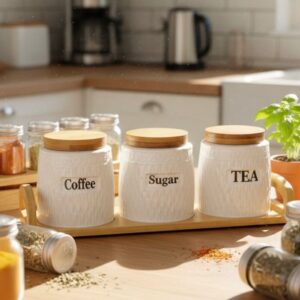 Ensemble de boites 4 Pièces (Café, Sucre, Thé)