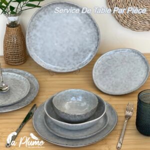 Service de Table Céramique Gris Moucheté