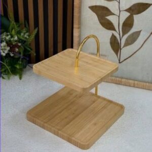 porte gâteaux en bois à deux niveaux