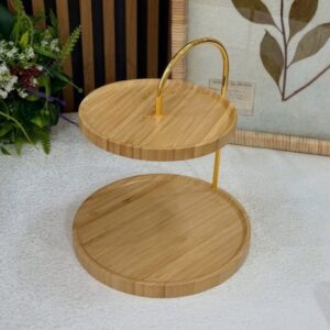 porte gâteau en bambou à deux niveau