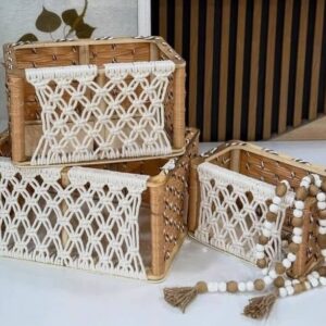 Corbeilles de rangement en macramé