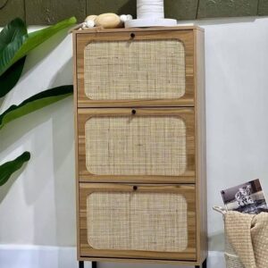 Meuble à chaussures en rotin naturel