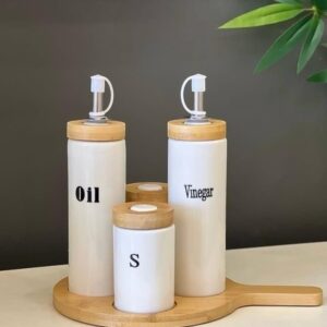 service vinaigrette avec plateau en bois