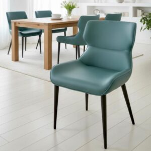 Chaise de Salle à Manger Courbée (Bleu Canard)