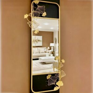 Miroir D'Apparat Rectangulaire Feuillage Ginkgo Doré