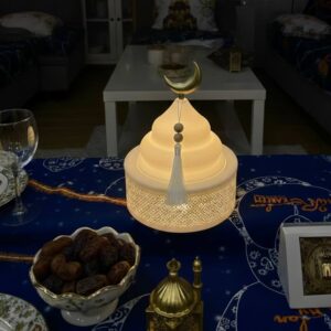 Porte Gâteau Lumineux "Clarté du Ramadan" avec Dôme Opalin