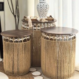 Panier de rangement / table avec couvercle en bois