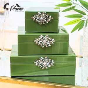 Ensemble de Boîtes à Bijoux Empilables en Verre Vert Émeraude