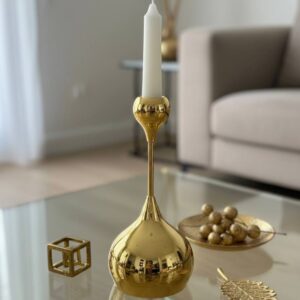 Porte-bougie doré (style goutte d'eau)