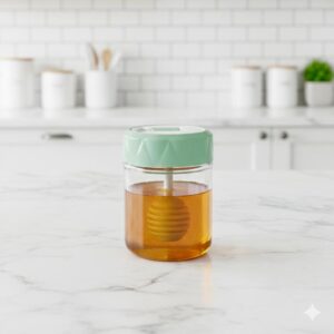 Pot à Miel en Verre avec Cuillère-Doseuse Intégrée