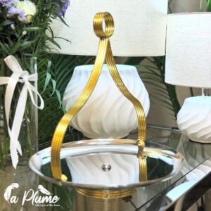 Plateau de Présentation Rond en Métal sur Pied (Style Miroir)